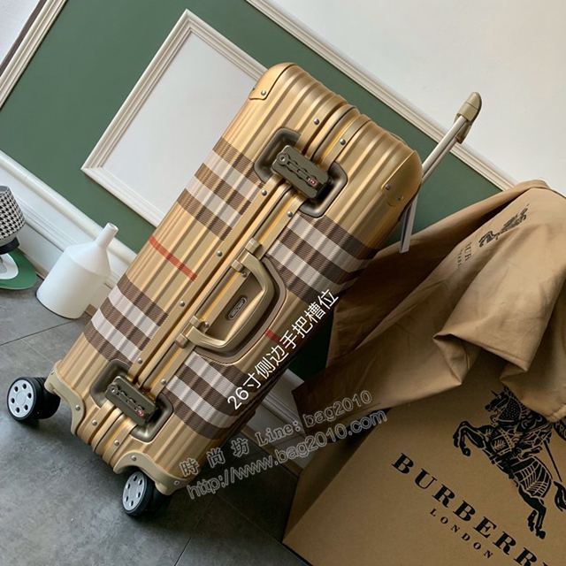 Rimowa拉杆箱 66666 Rimowa x Burberry首度合作版 經典巴寶莉格子紋 全裸鎂合金 日默瓦拉箱 巴寶莉行李箱xzx1141